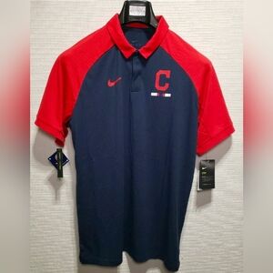 New Cleveland Indians Nike Men’s Polo Short Sleeve Shirt Medium Navy Red